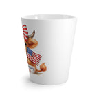 Patriotic Highland Cow Latte Mug | American Flag Bandana, 4th of July Cow