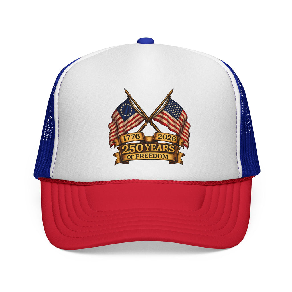 250 Years of Freedom 1776-2026 Trucker Cap | Anniversary Patriotic Hat