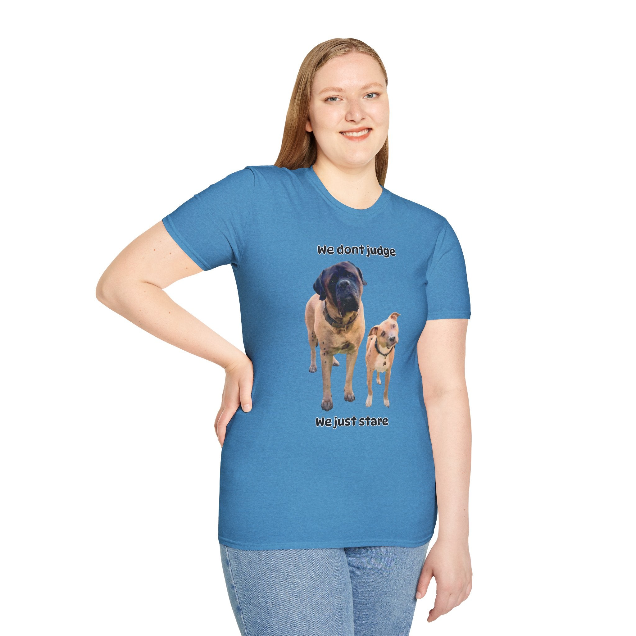 We Don't Judge We Just Stare Mastiff & Pit Bull T-Shirt | Dog Lover Tee