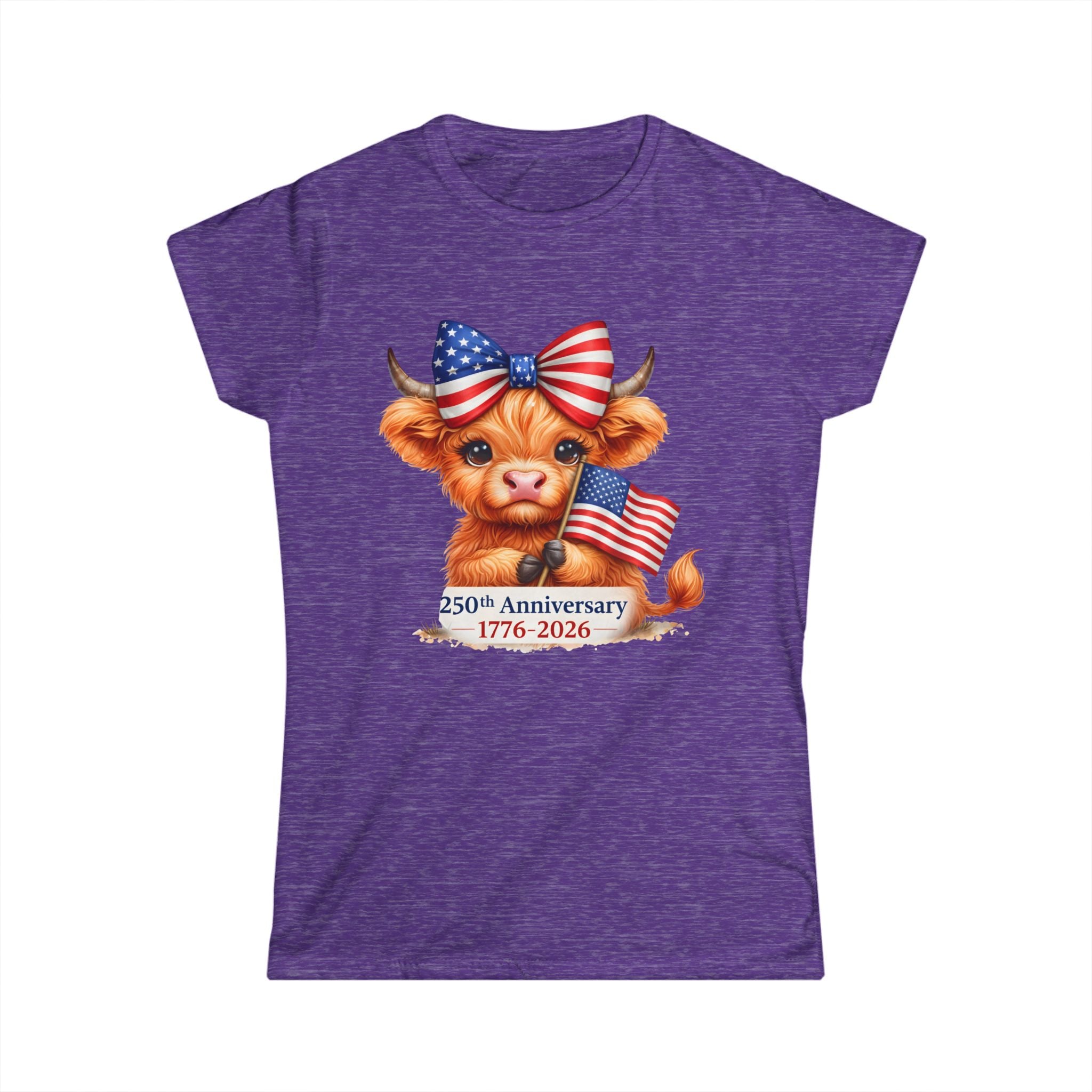 Patriotic Highland Mini Cow with American Flag Tee | 250th Anniversary 1776-2026